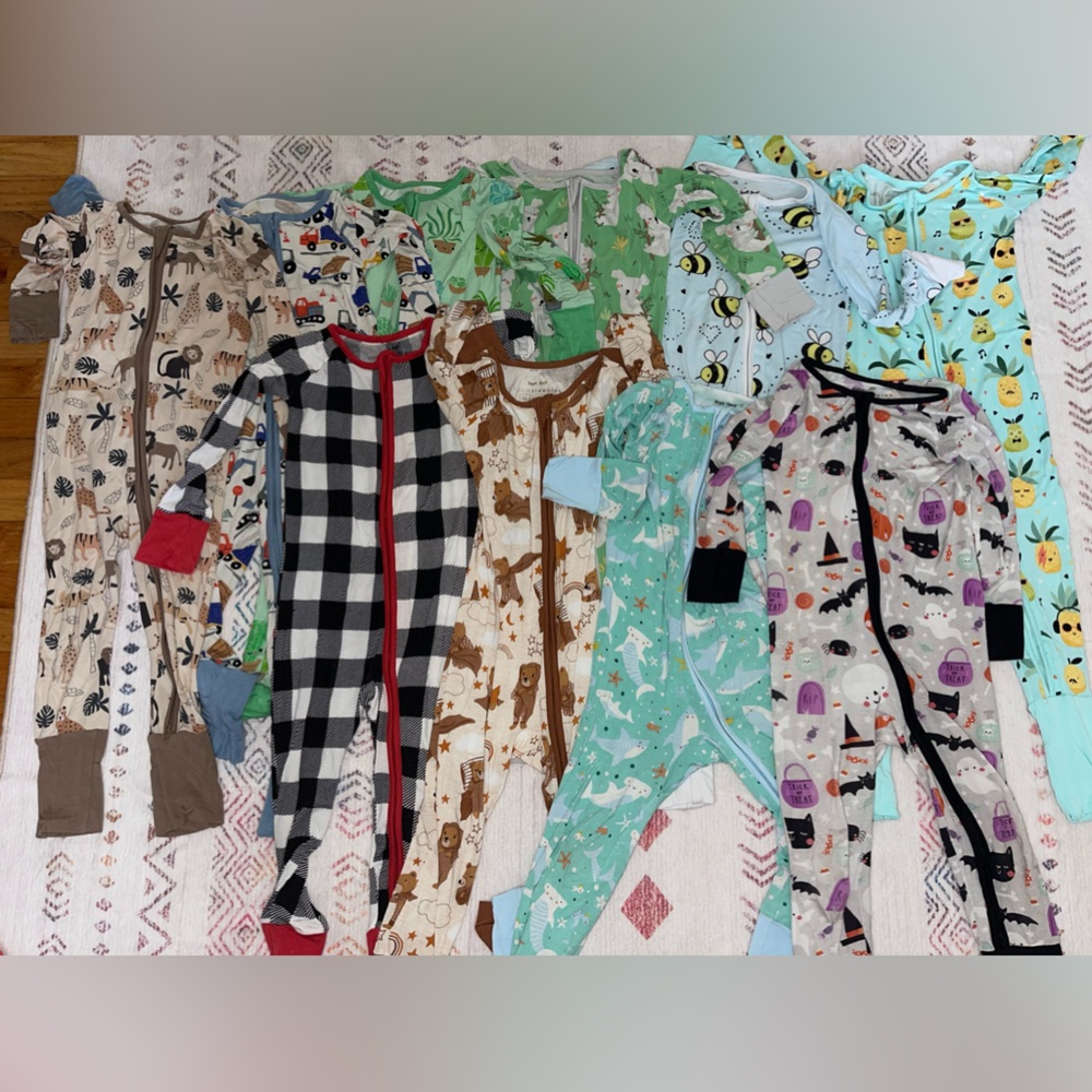 Lot of 10 little sleepies zippies size 18-24 and 2t bamboo